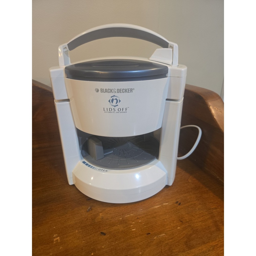 BLACK & DECKER White "Lids Off" Auto. Jar Opener, Tested EUC